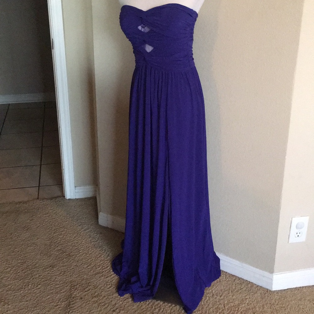 Adrianna Papell Purple Long Strapless Dress Formal